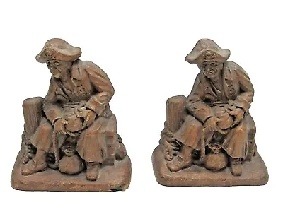 Pair Of  1940's SYROCO WOOD PIRATE BOOKENDS NAUTICAL MARITIME MCM SYRACUSE Am • $24.50