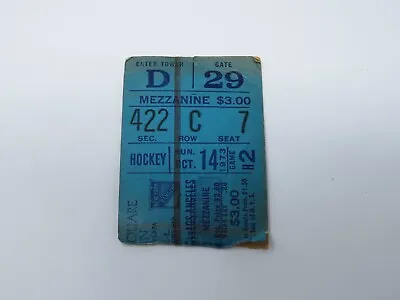 October 14 1973 New York Rangers Vs. Los Angeles Kings NHL Hockey Ticket Stub • $16.99