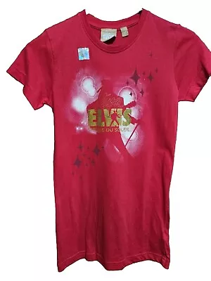 ELVIS PRESLEY Junior Size Pink T-Shirt Size Small S/P VIVA VEGAS BRAND NEW • $11.85