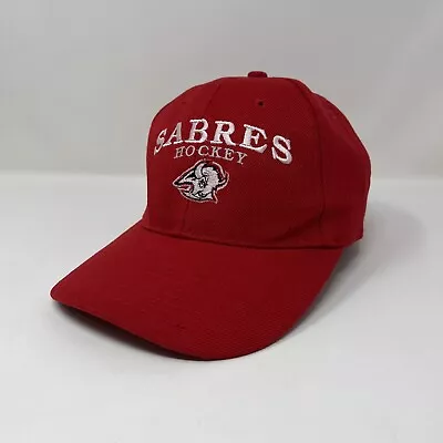 Vintage Buffalo Sabres GOATHEAD Strapback Baseball Cap Red Embroidered VTG NHL • $18.49