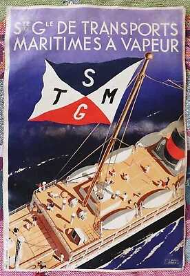 1930's  Societe Generale De Transport Maritimes French Travel Poster • $24.99