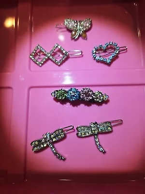 Vintage Hair Barrettes LOT All Rhinestone And Metal Some Prong Set • $9.99