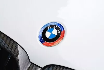 REPLACEMENT FOR BMW 50 Years Of M Model BLUE & WHITE 74MM /BONNET BADGE • $19.95