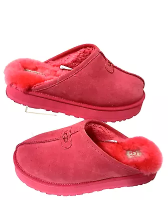 UGG Women's Size 11 Genuine Shearling Platform Slide Slipper Hot Pink NWOB • $52