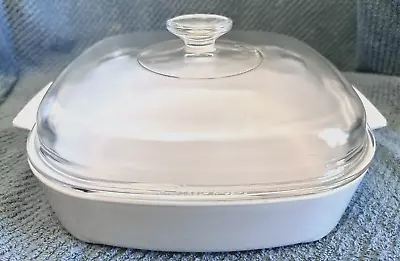 Corning Ware White Microwave Browning Dish Casserole MW-A-10 Pyrex Lid A-12-C • $14