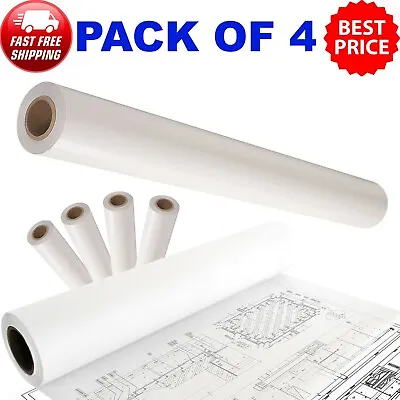 Pack Of 4 Uncoated Inkjet Plotter Paper CAD Rolls 36  914mm X 50M 90gsm • £69.99
