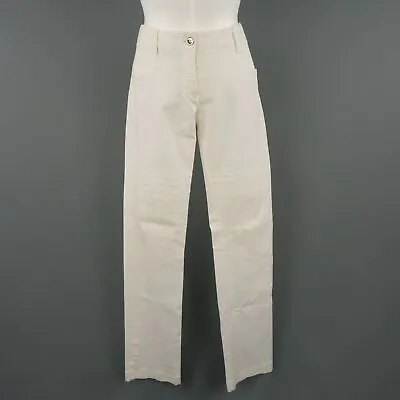 DOLCE & GABBANA Size 6 White Stretch Cotton Moto Detail Skinny Pants • $188