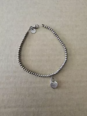 Tiffany & Co. Heart Tag Bead Bracelet AG 925 Sterling Silver Authentic  • $224