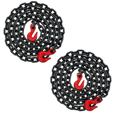 2PK - Binder Chain 3/8''X12' Grade 80 Transport Tow Chain Grab Hooks 7100LB • $74.99