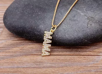 Women's Fashion Jewelry Cubic Zircon Gold MAMA Pendant Necklace 533 • $11.66