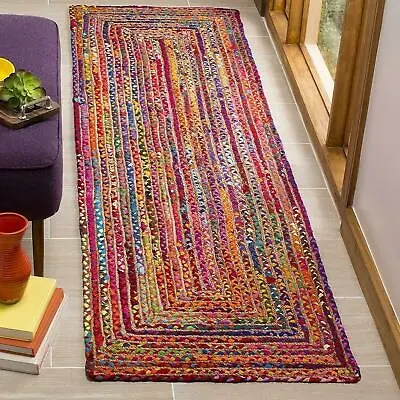 Rug 100% Natural Jute And Cotton Handmade Modern Living Area Carpet Runner Rug • £254.99