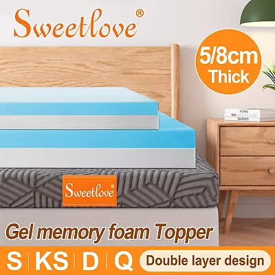 $89 • Buy King Single Double Queen Gel Memory Foam Mattress Topper Bed Mat 5/8cm W/ COVER
