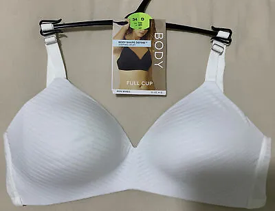 Ex M&S BODY SHAPE DEFINE NON WIRED NATURAL UPLIFT FULL CUP Bra In WHITE Size 34D • £11.99