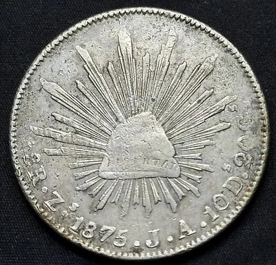 1875 Mexico 8 Reales  J A 0.903 Silver Coin Libertad • £54.95