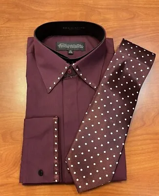 D'amante Button Down Dress Shirt - 2 Piece Set SHIRT & TIE  = Burgundy • $17.50