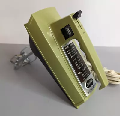 Vintage Sunbeam Mixmaster Hand Mixer W/Beaters Model HMD-1 Avocado Green Tested • $20