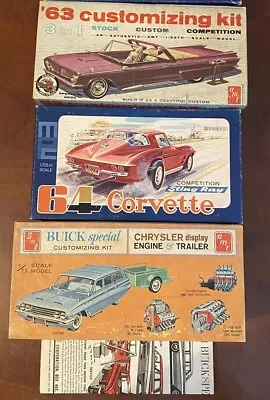 1960s AMT MPC Corvette Buick Customizing Lot Of (3) Model Kit Boxes Excellent • $9.99