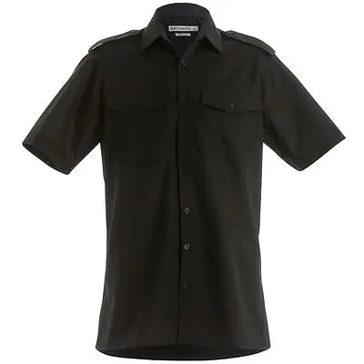 Mens Kustom Kit Black Shirt Short Sleeve Pilot Tailored • £8.49