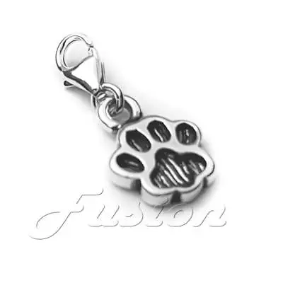 Solid .925 Sterling Silver Paw  Charm Clip-on ADD CHARM TO BRACELET CH12 • £7.99