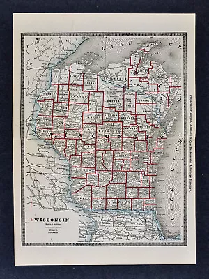 1886 Banker Attorney Map By Cram - Wisconsin - Madison Milwaukee Green Bay WI • $19.99