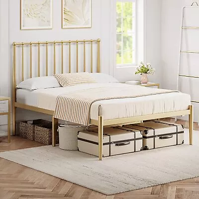 Twin Full Queen Bed Frame Mattress Foundation Headboard Metal Slats Heavy Duty  • $158.39