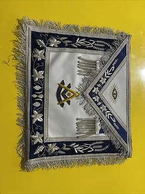 Superb Master Apron Blue Silver Masonic Past Master Regalia • $80