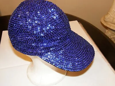 Sequin Baseball Cap Hat Royal Blue Christmas Gift Glittering New • $24.95