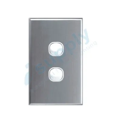 DEXTON 2 Gang Light Wall Switch Stainless Steel Silver Cover DXWS2/ASC • $17.89