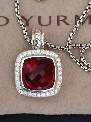 $249 • Buy David Yurman Silver 11mm Albion 18  Pendant Necklace Garnet & Diamonds