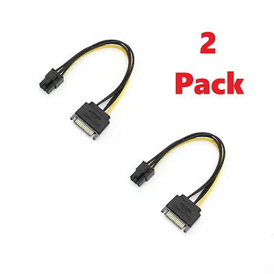 2 Pack - SATA 15 Pin Power To 6 Pin PCI-e PCI Express Adapter For Graphic Card • $5.90