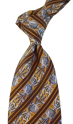 Onus Territorio 7-Fold Red Gray & Yellow Striped Silk Neck Tie ITALY 3.9W • $25