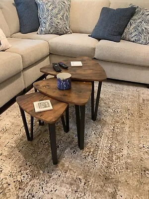 Nesting Coffee Tables Set Of 3 End Tables Side Tables Night Stand Rustic Brown • $83.50