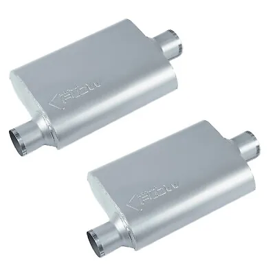 Pair 40Series Flowmuffler 2 Chamber Street Race Mufflers 3  In Out Offset Center • $99.98