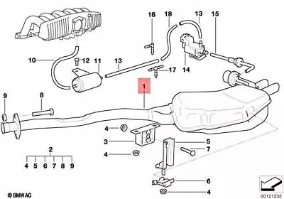 Genuine BMW E36 320i 323i Cabrio Rear Silencer With Exhaust Flap 18101433064 • $779.41