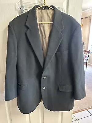 VNT 80s 70s Men 44 Large Wool Dark Green Blazer Jacket Sport 33 Length Kaufmann • $33