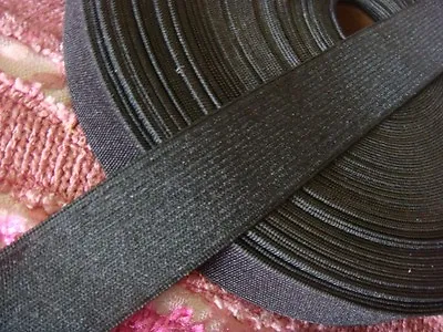 2 Yards Black Knitted Wide  Elastic Band For Skirt Or Pants 1 1/4  US SHIPPER • $6.79