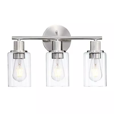 Revtronic 3-Light Vanity Light Brushed Nickel Bathroom Wall Lights Over Mirror • $43.69