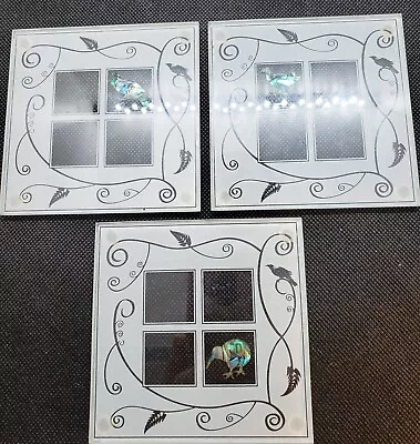 SALE: Set Of Three Glass Abalone Bird Coasters 4 ×4  • $4.50