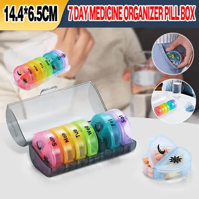 7 Day Weekly Case Dispenser Medicine Tablet Organizer Storage Container Pill Box • $15.36