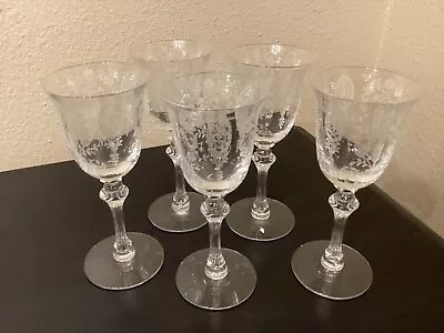 Tiffin Franciscan June Night Elegant Glass 5 Claret Wine Glasses Excellent • $39.99