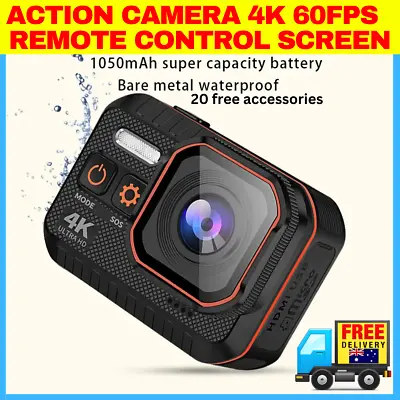 Action Camera 4K 60FPS With Remote Control Screen Waterproof Sport Camera 16mp • $99.95