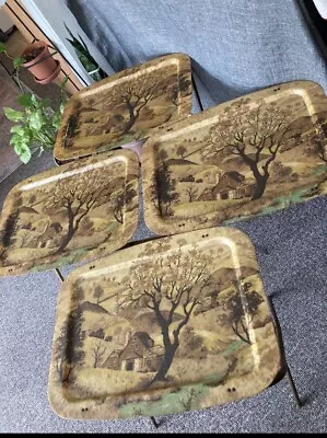 Mid Century Set Of Four FiberGlass MCM TV Trays • $71