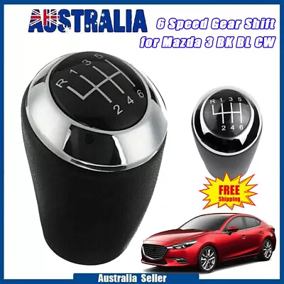 6 Speed Gear Shift Knob Leather Alloy For Mazda 3 5 6 Series CX-7 MX-5 CX7 MX5 • $16.81