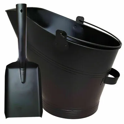 Fireplace Waterloo Style Black Coal Scuttle Bucket Hod With Shovel Fireplace • £5.99