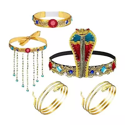 5 Pieces Egyptian Costume Accessories Set Dress Up For Carnival Prom Cosplay • £10.91