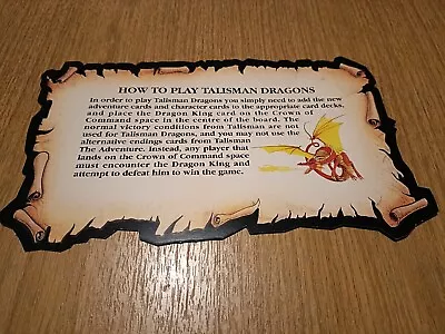 Talisman Dragons 1st & 2nd Edition Rules Card Excellent Condition 1993 • £54.99