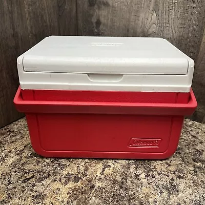 Coleman Lunch Box Personal Cooler Red White 6 Flip Lid Model 5205 Mini Six Pack • $14.99