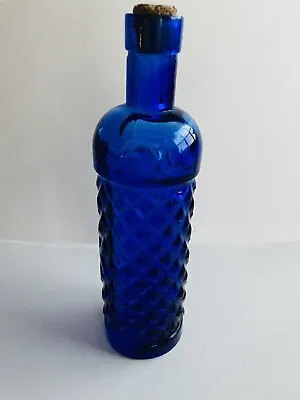 Vintage Cobalt Blue Apoothecary Bottle (?) With Cork- 9.5”- Hobnail • $25