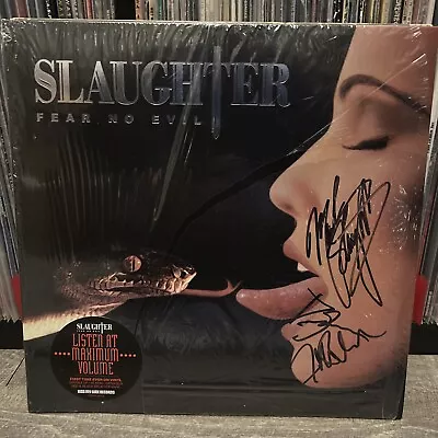 SLAUGHTER Fear No Evil Vinyl Record Red & Black Splatter Double LP 2021 SIGNED! • $99.99