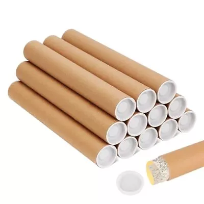 12 Pack 1.5x12 Inch Cardboard Mailing Tubes With Caps For Packaging Posters • $32.99